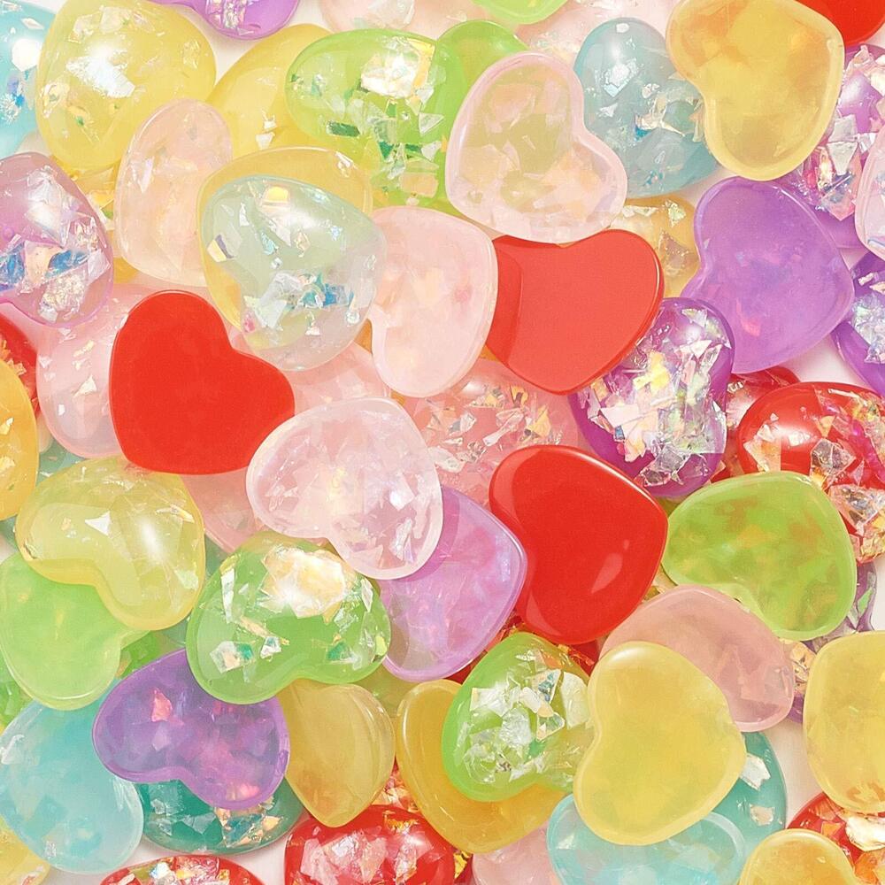 7460 200 Pcs Undrilled Beads with Shell Chip Sweet Heart Flatback Undrilled